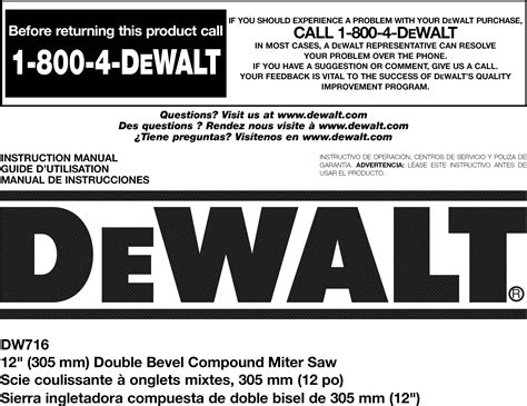 Dewalt DW716 TYPE20 User Manual MITER SAW Manuals And Guides 1401301L