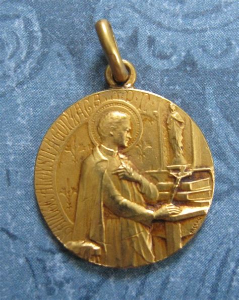 Antique Religious Medal Saint Aloysius Gonzaga Gold Plated