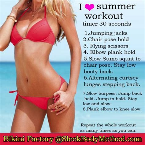 Bikini Factory workouts. I heart Summer. Pin now for quick blast body weight workout. All Body ...