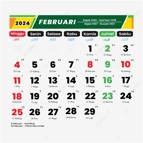 Kalender Februari 2024 Dengan Tanggal Merah Dan Hari Libur Nasional ...