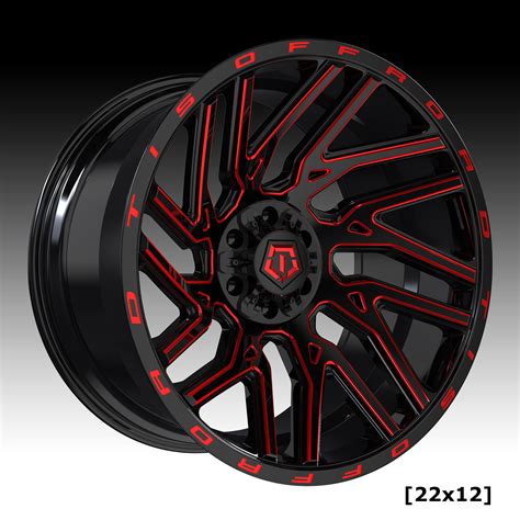 TIS Wheels 554BMR Gloss Black Red Milled Custom Truck Wheels - 554BMR - TIS Custom Wheels Rims ...