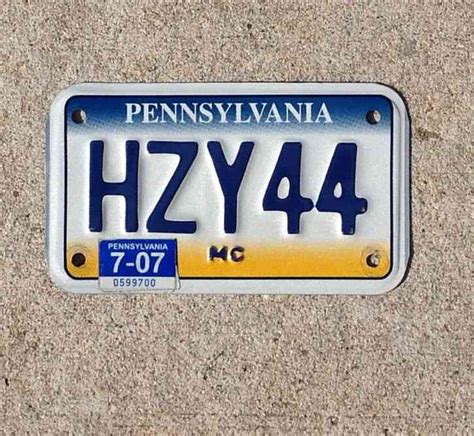 PENNSYLVANIA MOTORCYCLE LICENSE PLATE