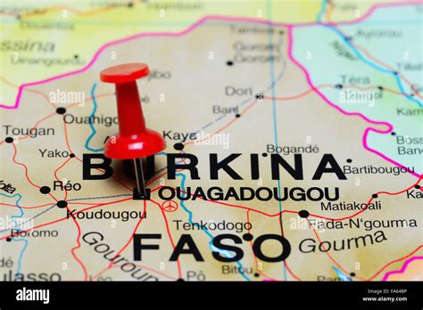 Ouagadougou pinned on a map of Africa Stock Photo - Alamy