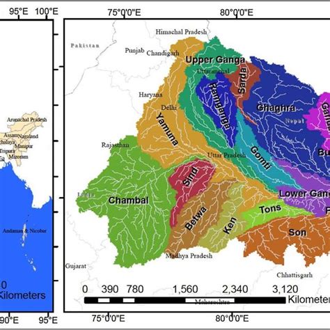 Digital Elevation Model of the Ganga River basin. | Download Scientific ...