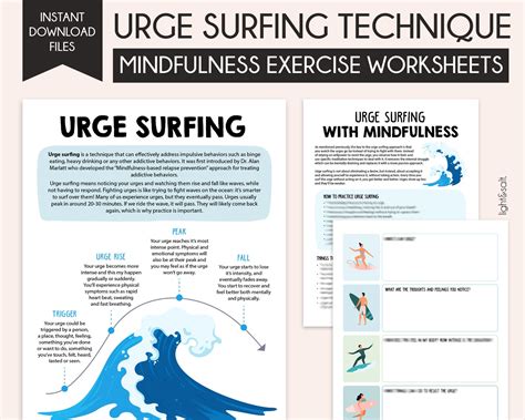 Urge Surfing Mindfulness Technique Therapy Worksheets - Etsy