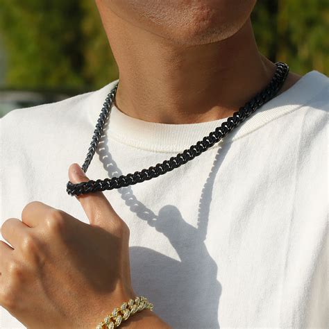 10mm Miami Cuban Chain in Black Gold for Men's Necklace KRKC – krkc&co