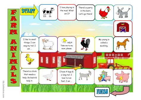 Farm Animals (Board Game): English ESL worksheets pdf & doc