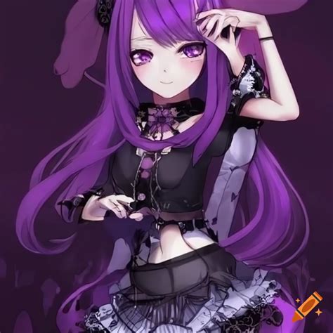 Gothic anime girl with purple hair