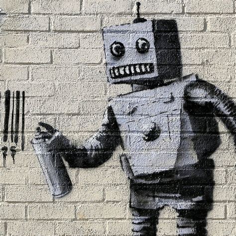 Banksy Robot Graffiti Canvas Pop Culture Wall Art