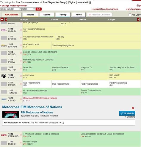 Cox Cable Tv Listings | Examples and Forms