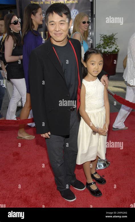 Actor Jet Li and his daughter Jane Li pose on the press line at the ...