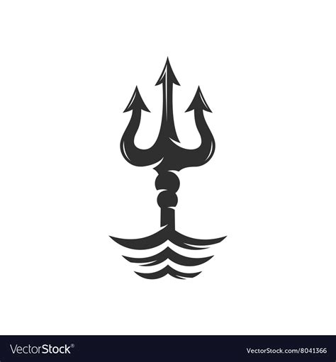 Trident on the waves logo Royalty Free Vector Image