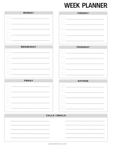 Free Printable Weekly Planner Templates - CalendarKart