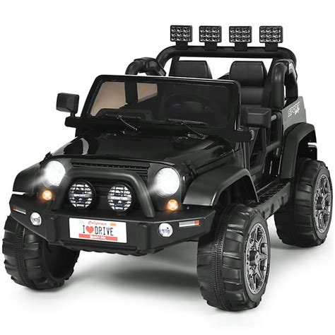 Topbuy 12V Electric Kids Ride On Truck Toys 2 Seater Jeep Car with Remote Control Black ...