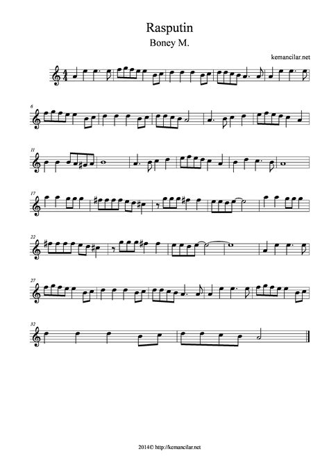 Rasputin Violin Sheet Music - Free Sheet Music