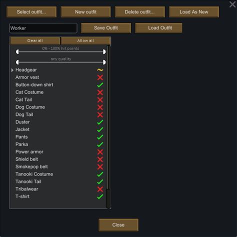 Save Storage & Outfit Settings Mod ⋆ RimWorld Base