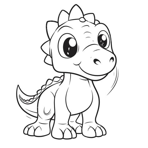 Cute Baby Dinosaur Coloring Pages Outline Sketch Drawing Vector ...