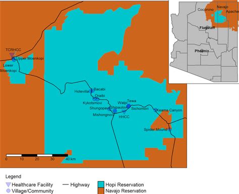 Map of Hopi villages and communities with Arizona inset. The state of... | Download Scientific ...