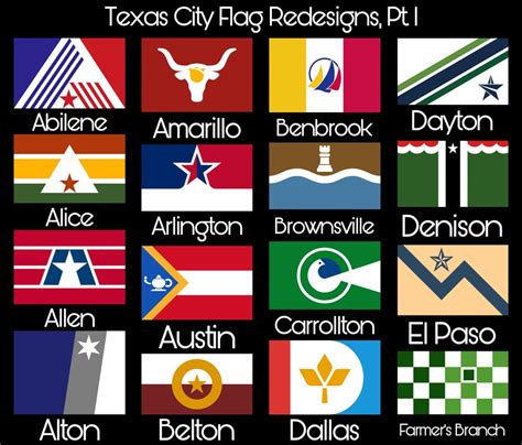 I redesigned the flags of some Texas cities and towns, here’s part one! : texas