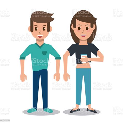 Couple Friends Cartoon Stock Illustration - Download Image Now - Adult, Adults Only, Avatar - iStock