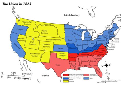 American Civil War States Map