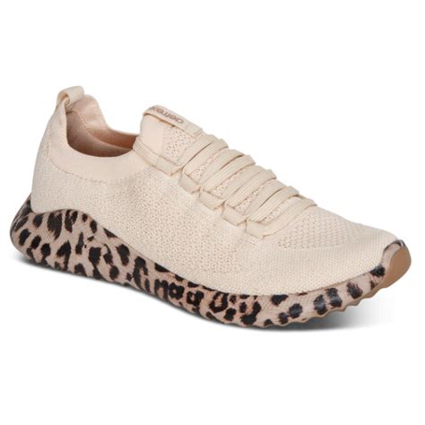 Aetrex Women's Carly Arch Support Sneaker Beige Leopard | Laurie's Shoes