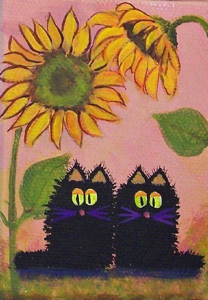 Black Cats & Sunflowers - by Cynthia Schmidt from