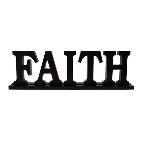 Buy Linfevisi Black Wood Faith Sign Standing Block Letters Sign Rustic Freestanding Wood Word ...