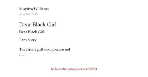 Dear Black Girl by Muyiwa Williams - Hello Poetry