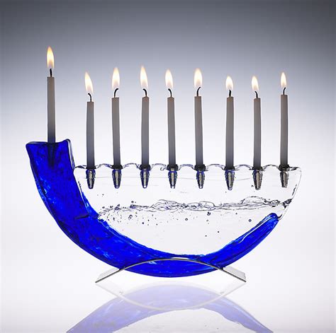 Shofar Menorah by Joel and Candace Bless (Art Glass Menorah) | Artful Home