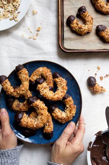 Almond Horns Cookies Dipped in Chocolate (gluten free) - Dessert for Two