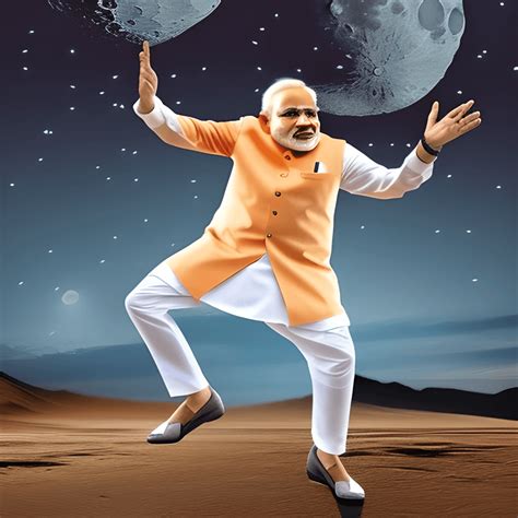 Narendra Modi Dance in the Moon Graphic · Creative Fabrica