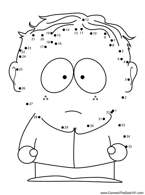 Scott Malkinson South Park dot to dot printable worksheet - Connect The Dots