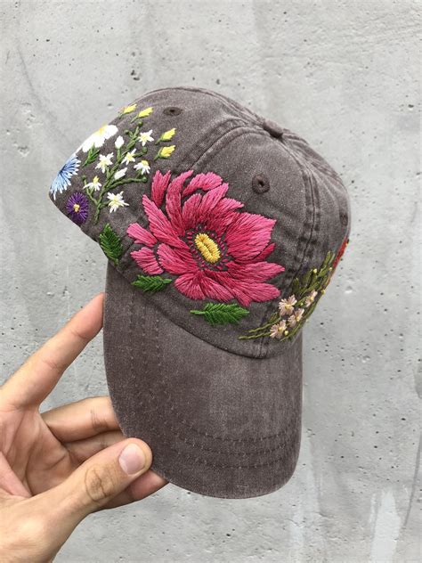 Hand Embroidered Hat / Custom Embroidered Hat / Floral | Etsy in 2021 | Embroidered hats, Custom ...