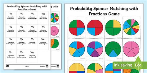 Probability Spinner Matching with Fractions Game - Twinkl