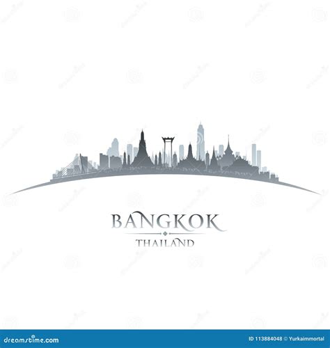 Bangkok Thailand City Skyline Silhouette White Background Stock Vector ...