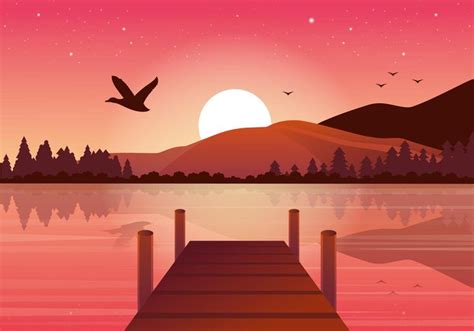 Vector Beautiful Landscape Illustration | Landscape illustration ...