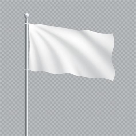 Premium Vector | Plain white flag on 3d flagpole