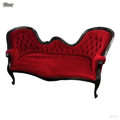 Chaise Lounge Double End Victorian in Royal Red Micro Velvet - Antique ...