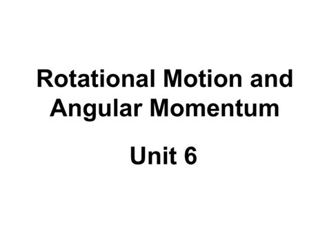 rotation and angular momentum