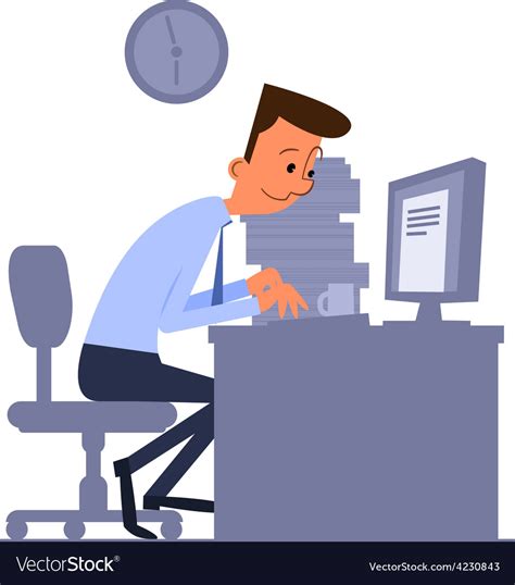 Cartoon office worker typing on computer Vector Image