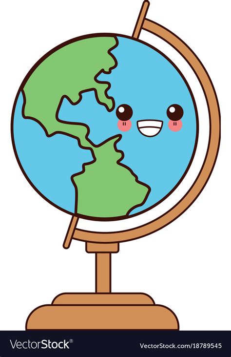 School world globe cute kawaii cartoon Royalty Free Vector