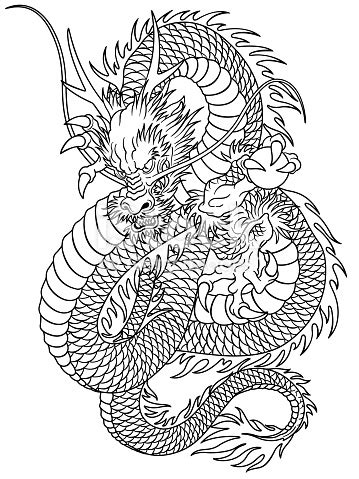 Traditional Dragon Tattoo Outline