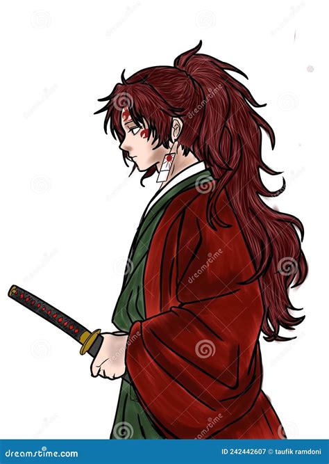 Samurai art anime drawing stock illustration. Illustration of person ...