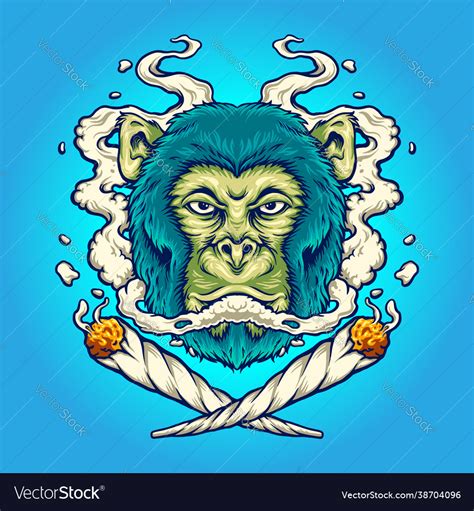 Monkey weed smoking cigarette Royalty Free Vector Image