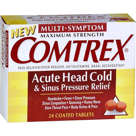 Comtrex Acute Head Cold & Sinus Pressure Relief, Multi-Symptom, Maximum ...