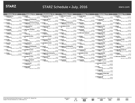 STARZ Schedule • July 2016
