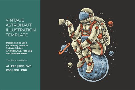 Vintage Astronaut Illustration | Graphic Objects ~ Creative Market