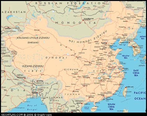 Road Map of China - Physical, political and road maps of China Atlas, China Atlas