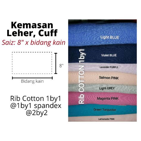 [NEW SIZE] KEMASAN LEHER @ Cuff tangan dan kaki Rib Cotton 1by1/2by2 (8" x bidang kain) | Shopee ...